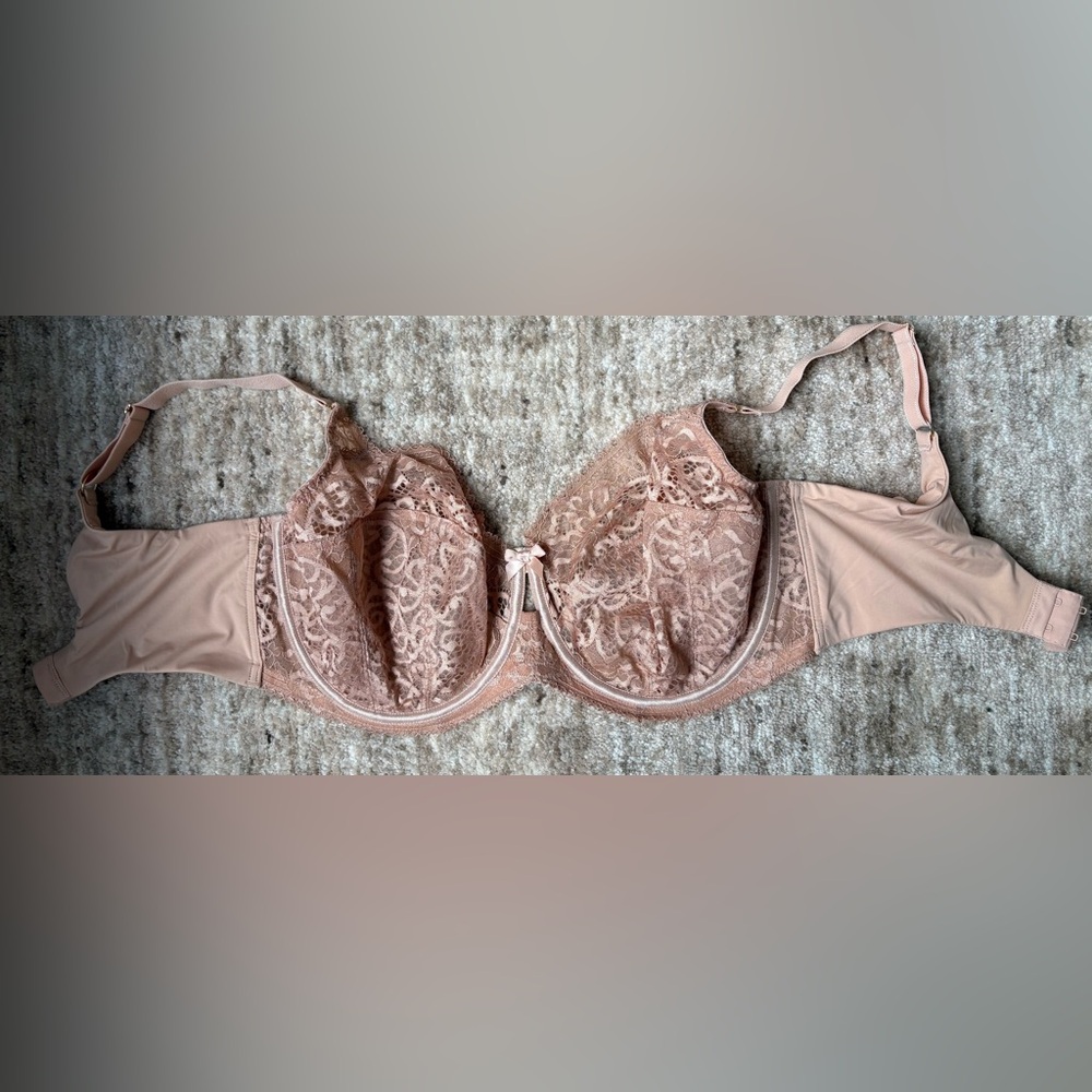 Elegant Lace Underwire Bra in Blush Pink
